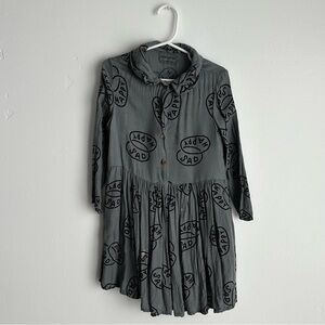 Bobo Choses Gray Long Sleeve Dress with Pattern